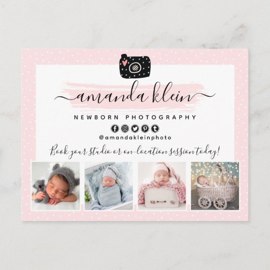 かわいいミニマル写真家カメラロゴマーケティング ポストカード (裏面)