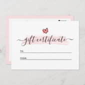 かわいいミニマル写真家ギフト券カード 招待状 (正面/裏面)