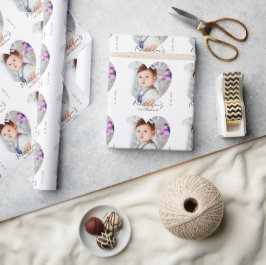 かわいいミニマル写真第1バースデーパーティー ラッピングペーパー