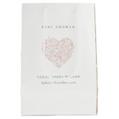 かわいいミニマル夕暮れ赤面フローラハートベビーシャワー ミディアムペーパーバッグ (裏面)