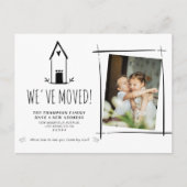かわいいミニマル引っ越しました新しいホームフォトムービング 案内ポストカード (正面)