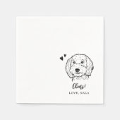 かわいいミニマル応援ペット顔ドッグスケッチ結婚ズ スタンダードカクテルナプキン (正面)