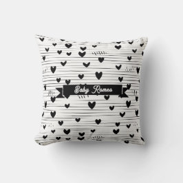 かわいいミニマル抽象芸術ラインラブブラック クッション