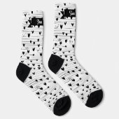 かわいいミニマル抽象芸術ラインラブブラック ソックス (右)