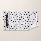 かわいいミニマル抽象芸術ラインラブブラック バスタオルセット (ハンドタオル)