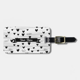 かわいいミニマル抽象芸術ラインラブブラック ラゲッジタグ