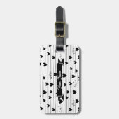 かわいいミニマル抽象芸術ラインラブブラック ラゲッジタグ (正面縦)