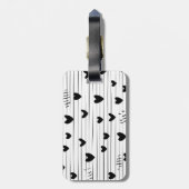 かわいいミニマル抽象芸術ラインラブブラック ラゲッジタグ (裏面縦)
