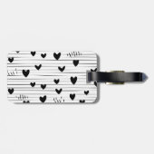 かわいいミニマル抽象芸術ラインラブブラック ラゲッジタグ (裏面横)