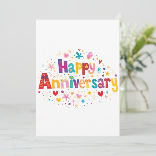 かわいいミニマル明るいカラフル記念日 シーズンカード (スタンド正面)