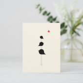 かわいいミニマル鳥ブラックレッドスケッチ ポストカード (スタンド正面)
