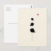 かわいいミニマル鳥ブラックレッドスケッチ ポストカード (正面/裏面)