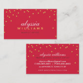 かわいいミニ紙吹雪金ゴールドスパークリーグリッターブライトレッド 名刺 (正面/裏面)