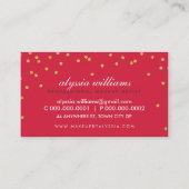 かわいいミニ紙吹雪金ゴールドスパークリーグリッターブライトレッド 名刺 (裏面)