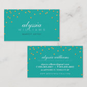 かわいいミニ紙吹雪金ゴールドスパークリーグリッター玉緑 名刺 (正面/裏面)