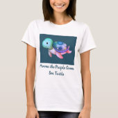 かわいいミマ水彩紫青いウミガメ Tシャツ (正面)