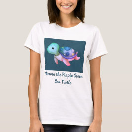 かわいいミマ水彩紫青いウミガメ Tシャツ