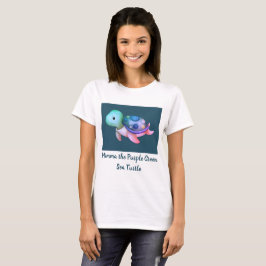 かわいいミマ水彩紫青いウミガメ Tシャツ