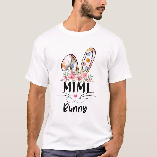 かわいいミミうさぎTシャツ イースター 家族おそろいコーデ Tシャツ (正面)