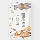 かわいいミュージカルアフリカ動物の赤ちゃんシャワー 横断幕 (縦)