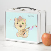 かわいいミュージカルジンジャーキャラメルタビーキャット メタルランチボックス (インサイチュ)