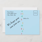 かわいいミュージカル動物ベビーシャワー招待状 招待状 (裏面)