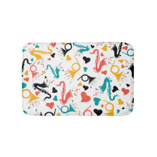 かわいいミュージカル楽器イラストレーションパターン バスマット