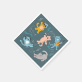 かわいいミュージカル猫パターン子供の誕生日パーティー スタンダードカクテルナプキン (角)