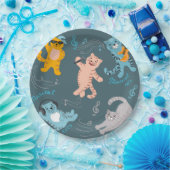 かわいいミュージカル猫パターン子供の誕生日パーティー ペーパープレート (パーティー)