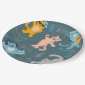 かわいいミュージカル猫パターン子供の誕生日パーティー ペーパープレート (アングル)