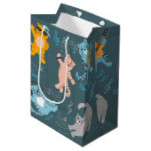 かわいいミュージカル猫パターン子供の誕生日 ミディアムペーパーバッグ (正面アングル)