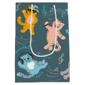 かわいいミュージカル猫パターン子供の誕生日 ミディアムペーパーバッグ (裏面)