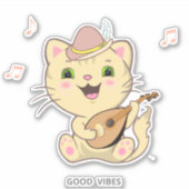 かわいいミュージカル虎猫ジンジャーキャラメルキャットシール シール (正面)