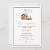 かわいいミルククッキー水彩写真最初の誕生日 招待状 (正面)