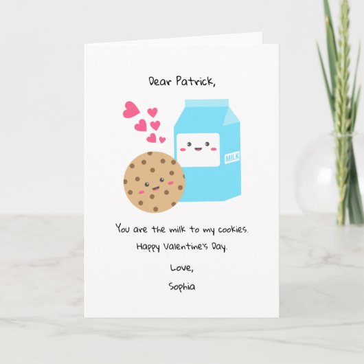 かわいいミルククッキー バレンタインデー キュート スイート シーズンカード (正面)