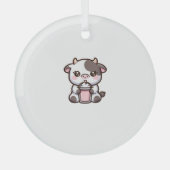 かわいいミルクシェークラバーリトルカーフ凍っていルジョグルトBa ガラスオーナメント (正面)