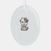 かわいいミルクシェークラバーリトルカーフ凍っていルジョグルトBa ガラスオーナメント (正面左)