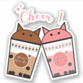 かわいいミルクティーのビニールステッカー シール (正面)