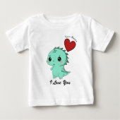 かわいいミントの恐竜 ベビーTシャツ (正面)