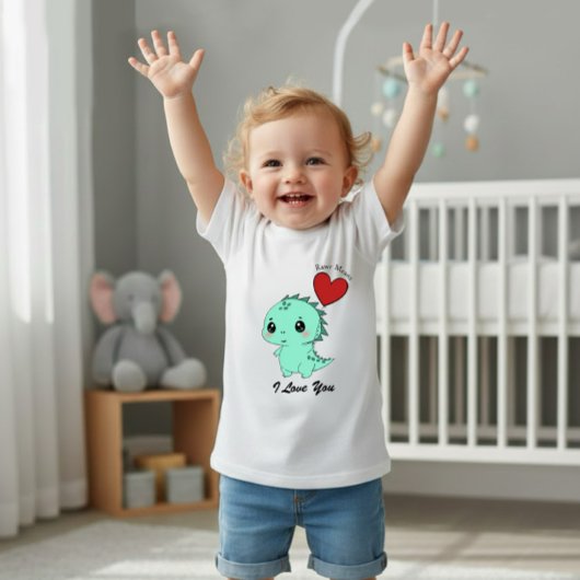 かわいいミントの恐竜 ベビーTシャツ