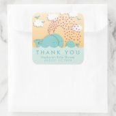 かわいいミントクジラスタイリッシュベビーありがとうシール スクエアシール (バッグ)