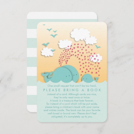 かわいいミントクジラ家族で本挿入カードを持ち込む エンクロージャーカード (正面/裏面)