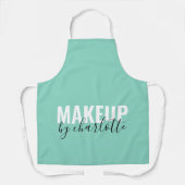 かわいいミントグリーンヘアスタイリストメイクアップアーティストサロン エプロン (正面)