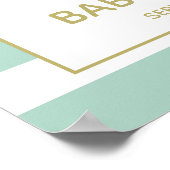 かわいいミントグリーンホエールベビーシャワー歓迎サイン ポスター (角)