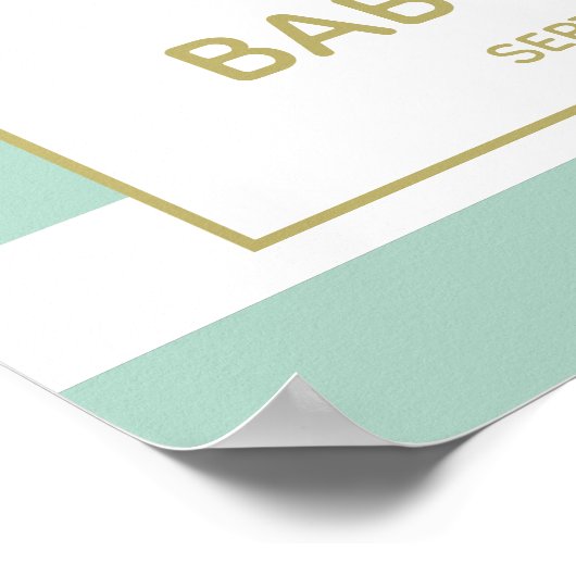 かわいいミントグリーンホエールベビーシャワー歓迎サイン ポスター (角)