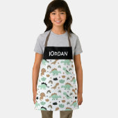 かわいいミントグリーン恐竜のパターン エプロン (インサイチュ)