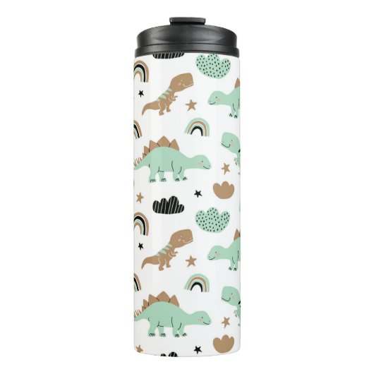 かわいいミントグリーン恐竜のパターン タンブラー (正面)
