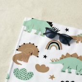 かわいいミントグリーン恐竜のパターン ビーチタオル (インサイチュ)