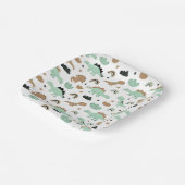 かわいいミントグリーン恐竜のパターン ペーパープレート (傾斜あり)