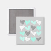 かわいいミントグレーラブハート マグネット (正面/裏面)